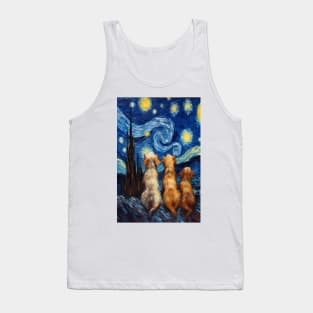 Dogs Starry Night Cute Art Tank Top